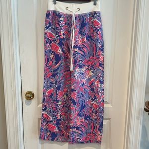 Lilly Pulitzer linen beach pants Irish Blue Shrimply Chic